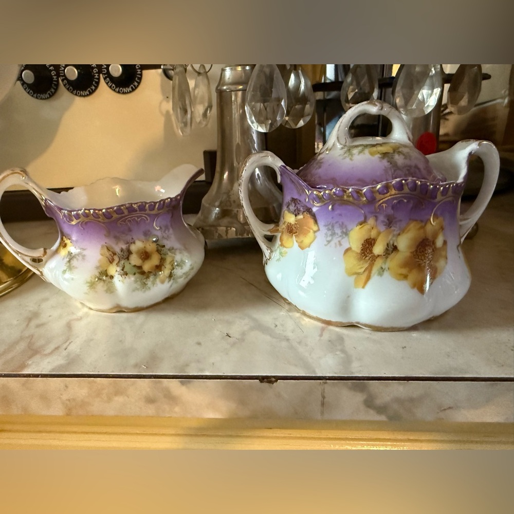 Vintage Porcelain Creamer and Sugar Bowl Set